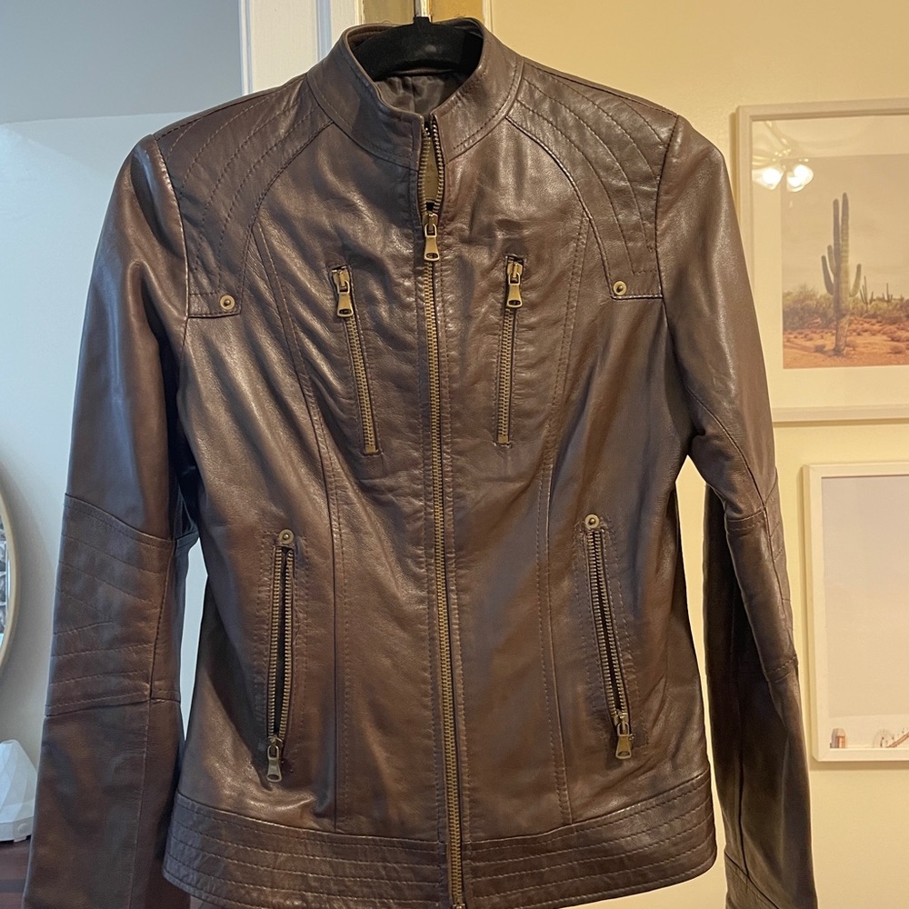 Chocolate brown Italian leather jacket